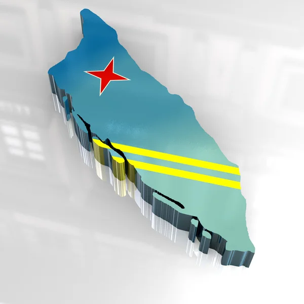 3D-vlag kaart van aruba — Stockfoto