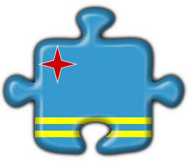 Aruba pulsante bandiera puzzle forma — Foto Stock