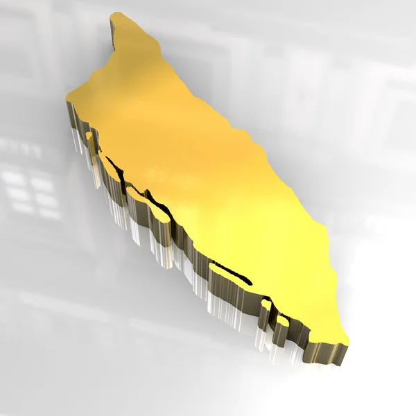 阿鲁巴的 3d 黄金地图 — 图库照片