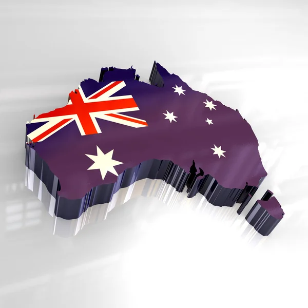 3d Flagge Karte von Australien — Stockfoto