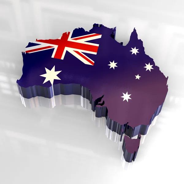澳大利亚国旗 3d 地图 — 图库照片