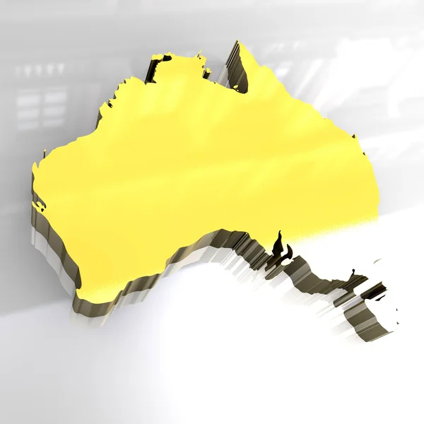 3D mapa złoty z Australii — Zdjęcie stockowe