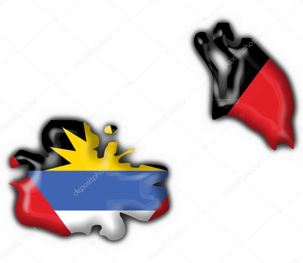 Antigua & Barbuda button flag map shape