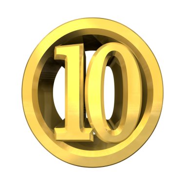 3d number 10 in gold clipart