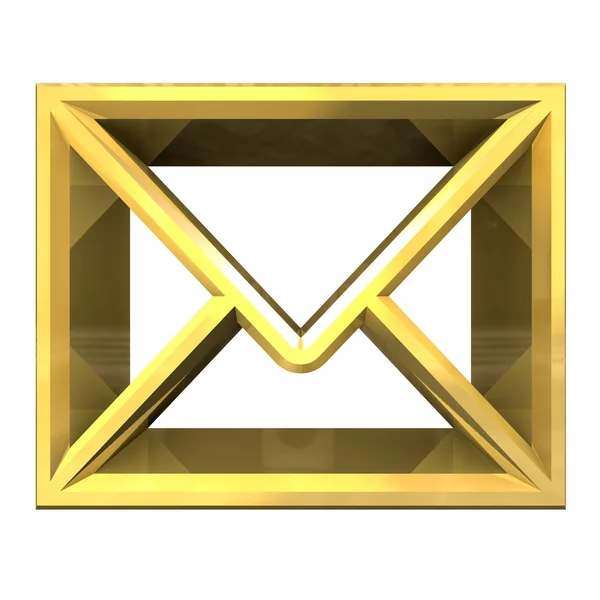 Sobre símbolo de correo electrónico en oro (3d ) — Foto de Stock