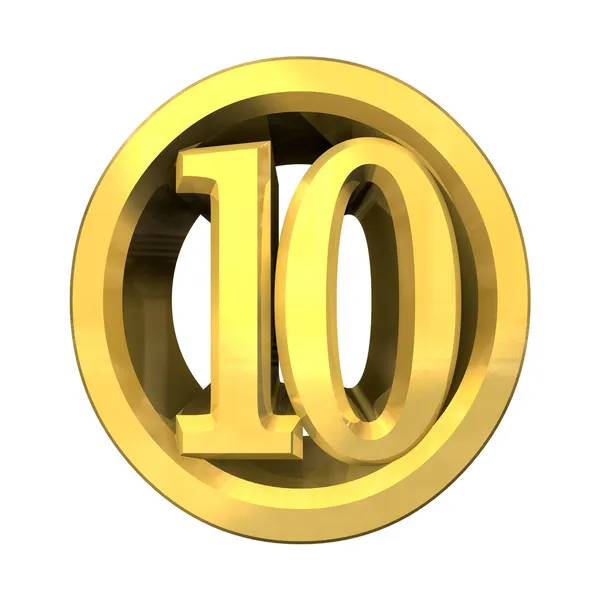 3d number 10 in gold — Stock Photo, Image