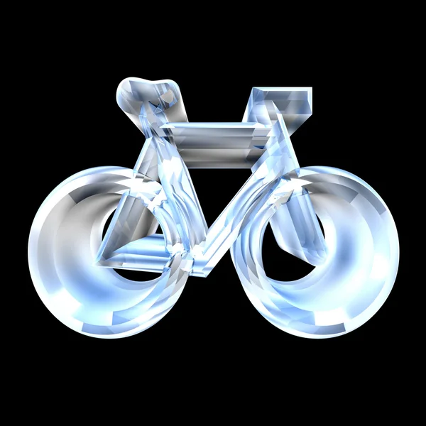 Символ велосипеда в стекле (3d ) — стоковое фото