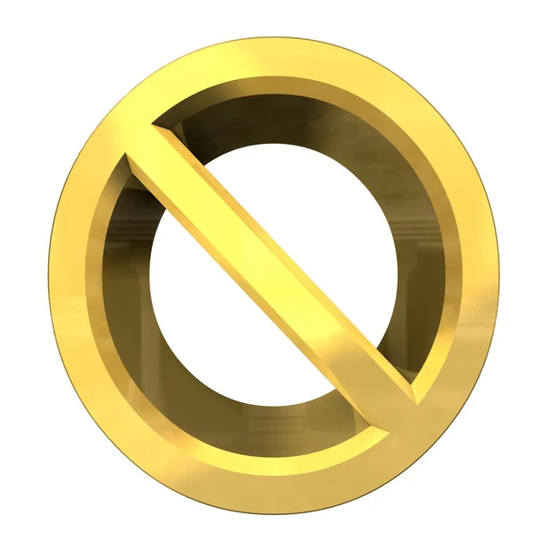 Zakázaný symbol v zlatě (3d) — Stock fotografie