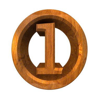 3d number 1 in wood clipart