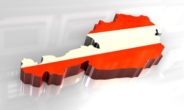 3d flag map of austria clipart