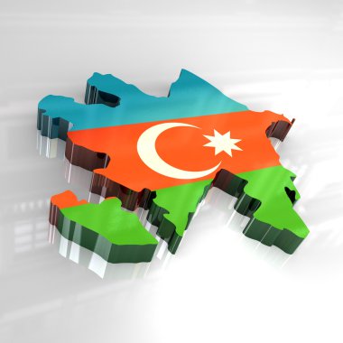 Azerbaycan 3D bayrağı Haritası