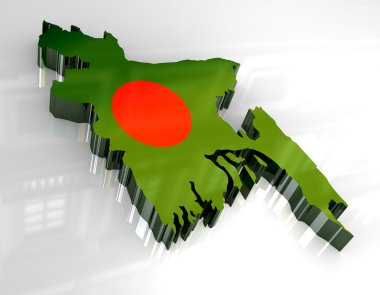 3d flag map of bangladesh clipart