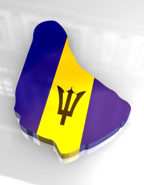 3d flag map of barbados clipart