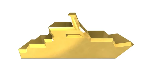 Yacht Icon on a White Background - 3d gold — Stock Photo, Image