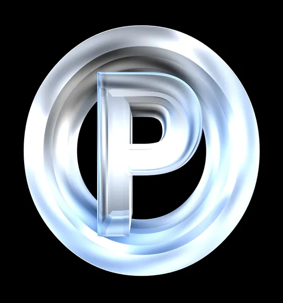 Parking symbol in glass (3d) — Stock Photo, Image