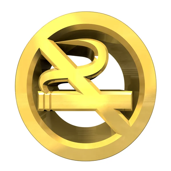 Ingen rökning ikon symbol i guld (3d) — Stockfoto