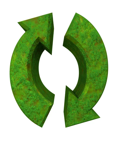 Символ стрелки в траве - 3D — стоковое фото