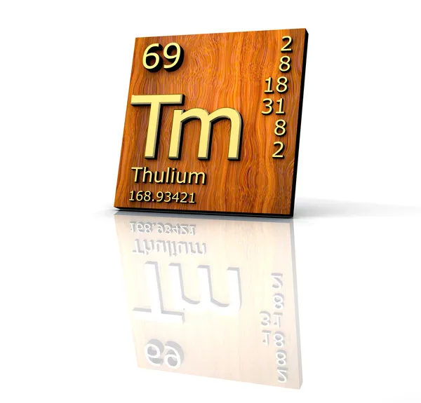 Thulium form Periodic Table of Elements - wood board — Stock Photo, Image
