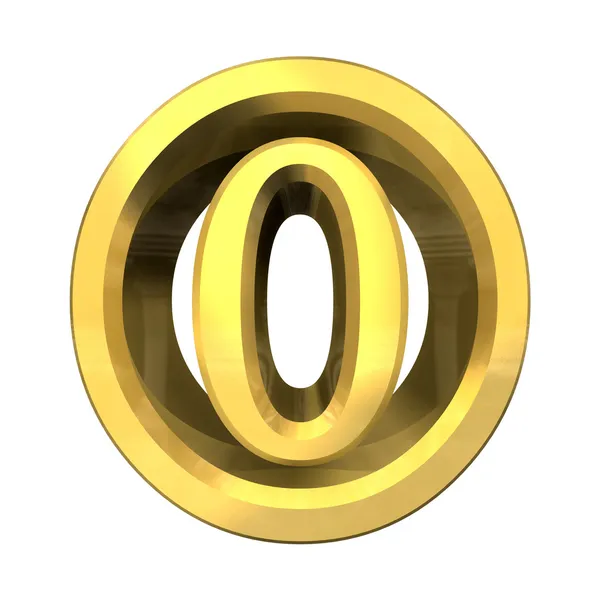 3d number 0 in gold — Stock Photo, Image