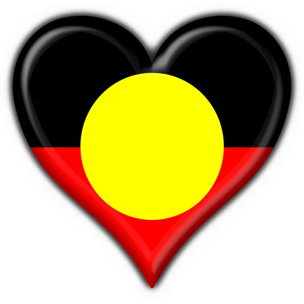 Australian Aboriginal button flag heart shape — Stock Photo, Image