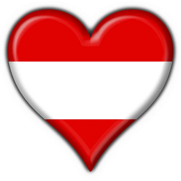 Flaga Austrii przycisk kształt serca — Zdjęcie stockowe