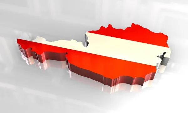 3d Flagge Karte von Österreich — Stockfoto