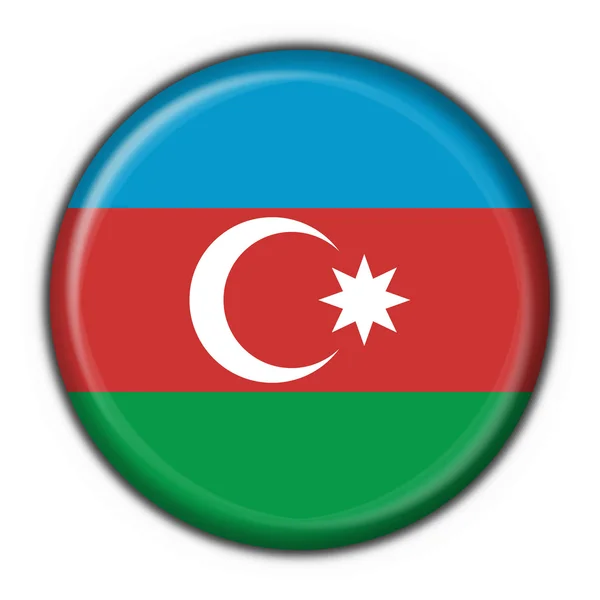 Azerbaijan Knopf Flagge runde Form — Stockfoto