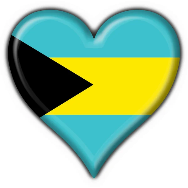 Bahamy przycisk flaga kształt serca — Zdjęcie stockowe