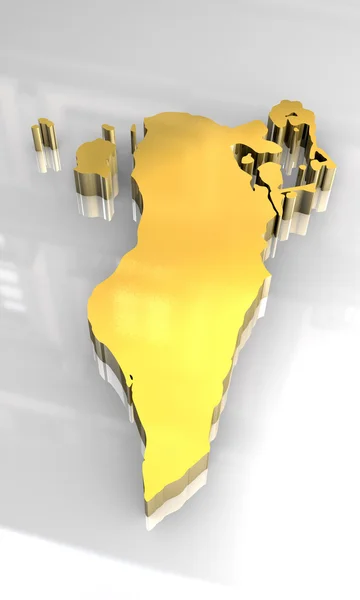 3D mapa złoty Bahrajnu — Zdjęcie stockowe