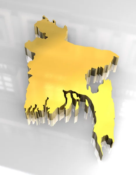 孟加拉国的 3d 黄金地图 — 图库照片