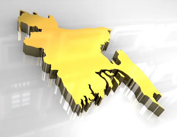 3D χρυσή χάρτη του Μπαγκλαντές — Φωτογραφία Αρχείου