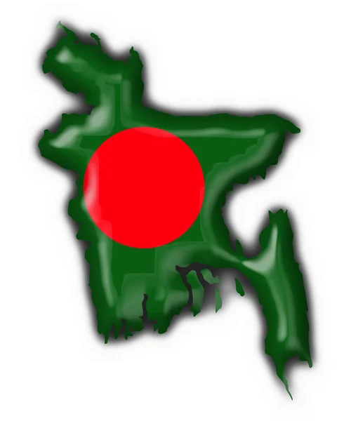 Vlag van Bangladesh knop kaart vorm — Stockfoto