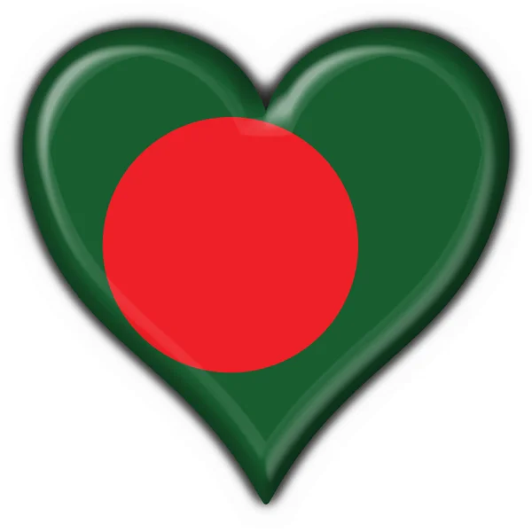 방글라데시 버튼 플래그 심장 모양 — 스톡 사진
