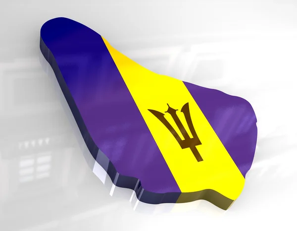3d flag map of barbados — Stock Photo, Image