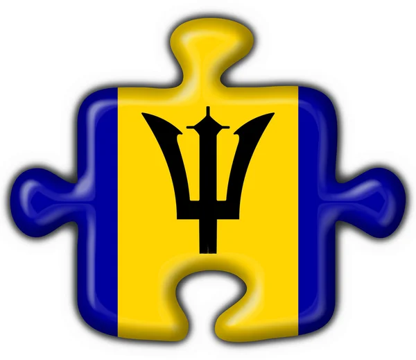 Barbados button flag puzzle shape — Stock Photo, Image