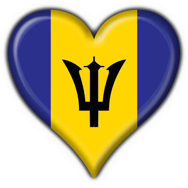 Barbados Knopf Flagge runde Form — Stockfoto