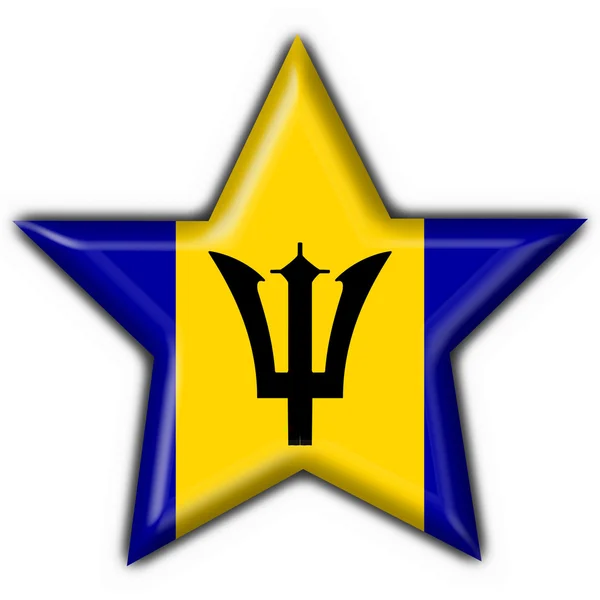Barbados botón bandera estrella forma —  Fotos de Stock