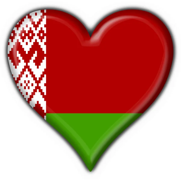 Vlajka běloruské tlačítko tvaru srdce — Stock fotografie