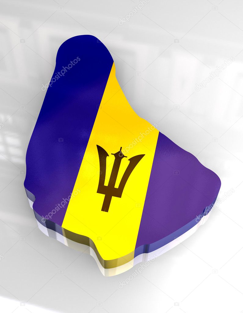 3d flag map of barbados