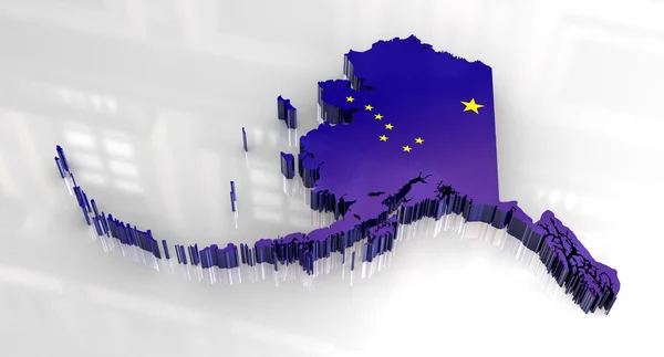 3D vlajky mapa og Aljaška — Stock fotografie