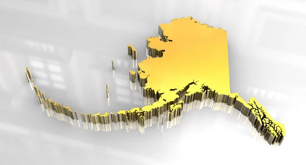 3D-gouden kaart og alaska — Stockfoto