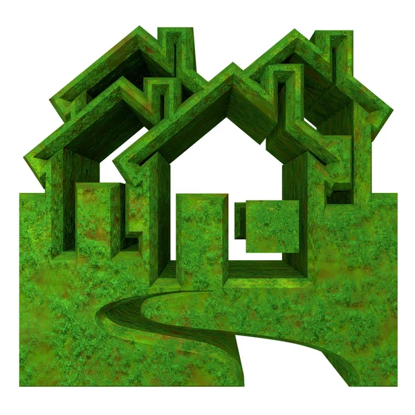 Huisje in grass - 3d — Stockfoto