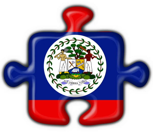 Belize forma de quebra-cabeça bandeira botão — Fotografia de Stock