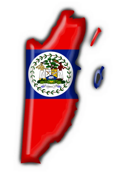 Belize forma de mapa bandeira botão — Fotografia de Stock