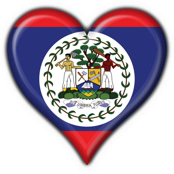 Belize düğmesi bayrak kalp şekli — Stok fotoğraf