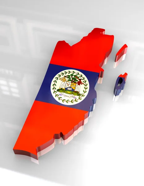 3D bayrak harita Belize — Stok fotoğraf