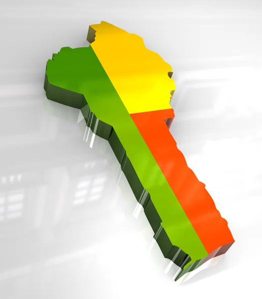 3d Flagge Karte von Benin — Stockfoto