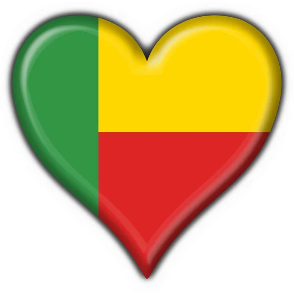 Benin przycisk flaga kształt serca — Zdjęcie stockowe