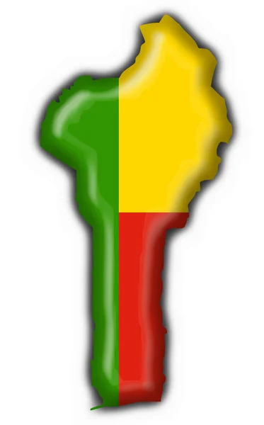 Benin Taste Flagge Karte Form — Stockfoto