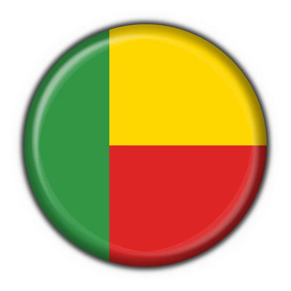 Flaga Beninu przycisk okrągły kształt — Zdjęcie stockowe